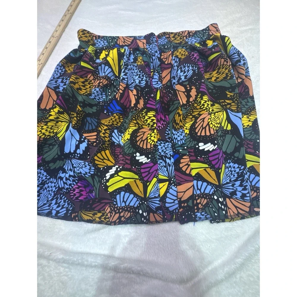 Hand Made Skirt Mini With Butterflies AOP Size Large Ruffles Zipper‎ Back Y2K